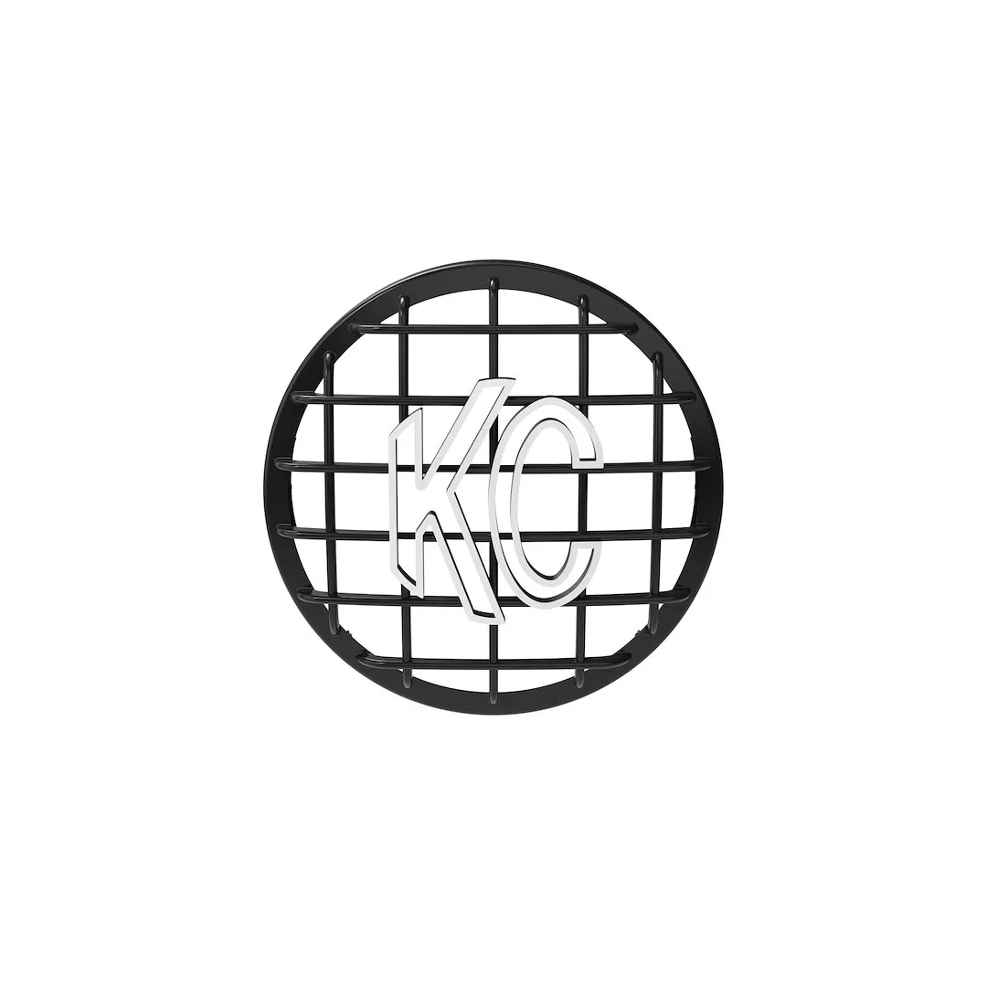 7230 – KC HILITE Driving/ Fog Light Cover, 8 Inch Round Black Polycarbonate White KC Logo Single